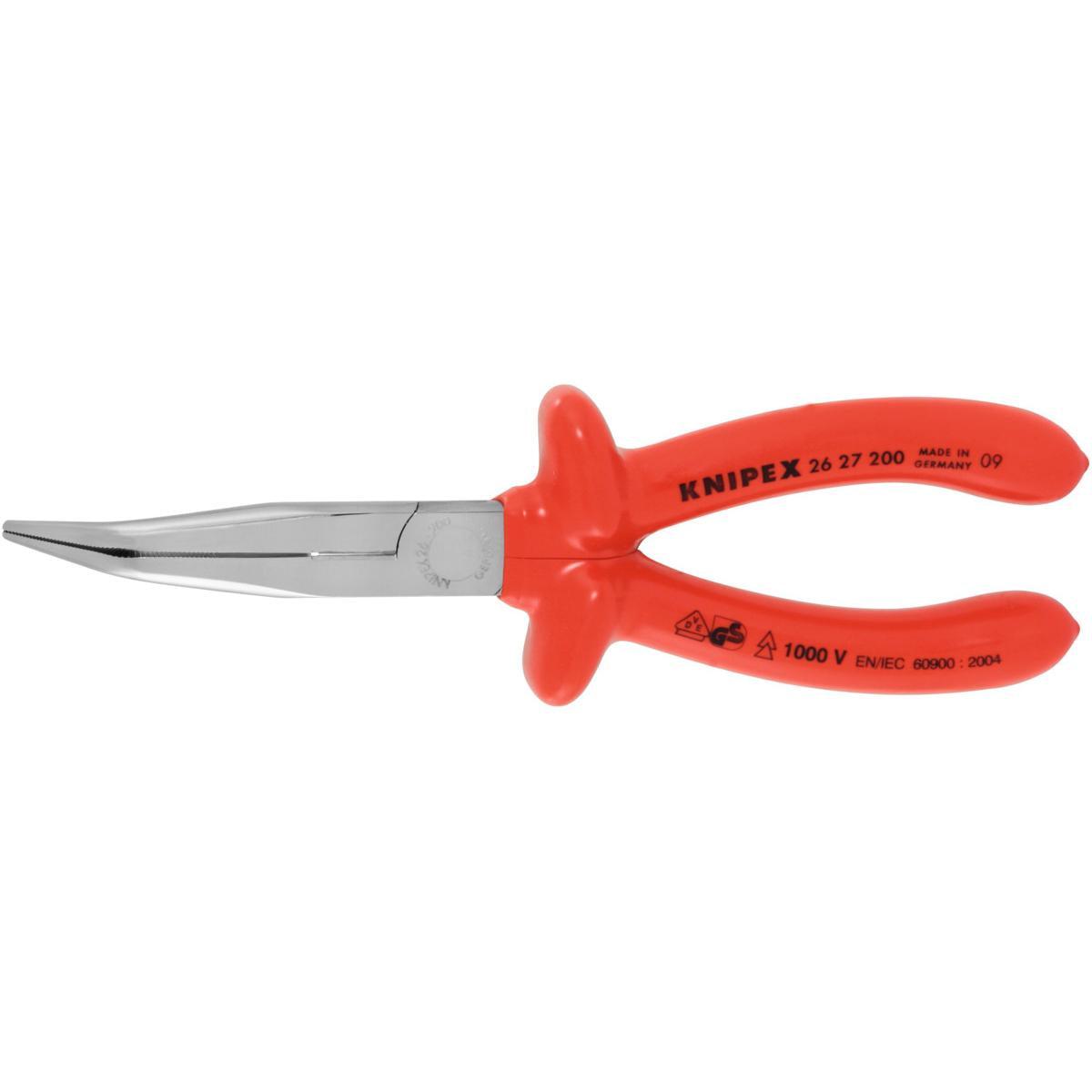 Kềm Mũi Cong Knipex Dài 200 Mm Tay Cầm Đúc Cách Điện 1000 V 26 27 200 - Hàng Chính Hãng 100% từ Đức