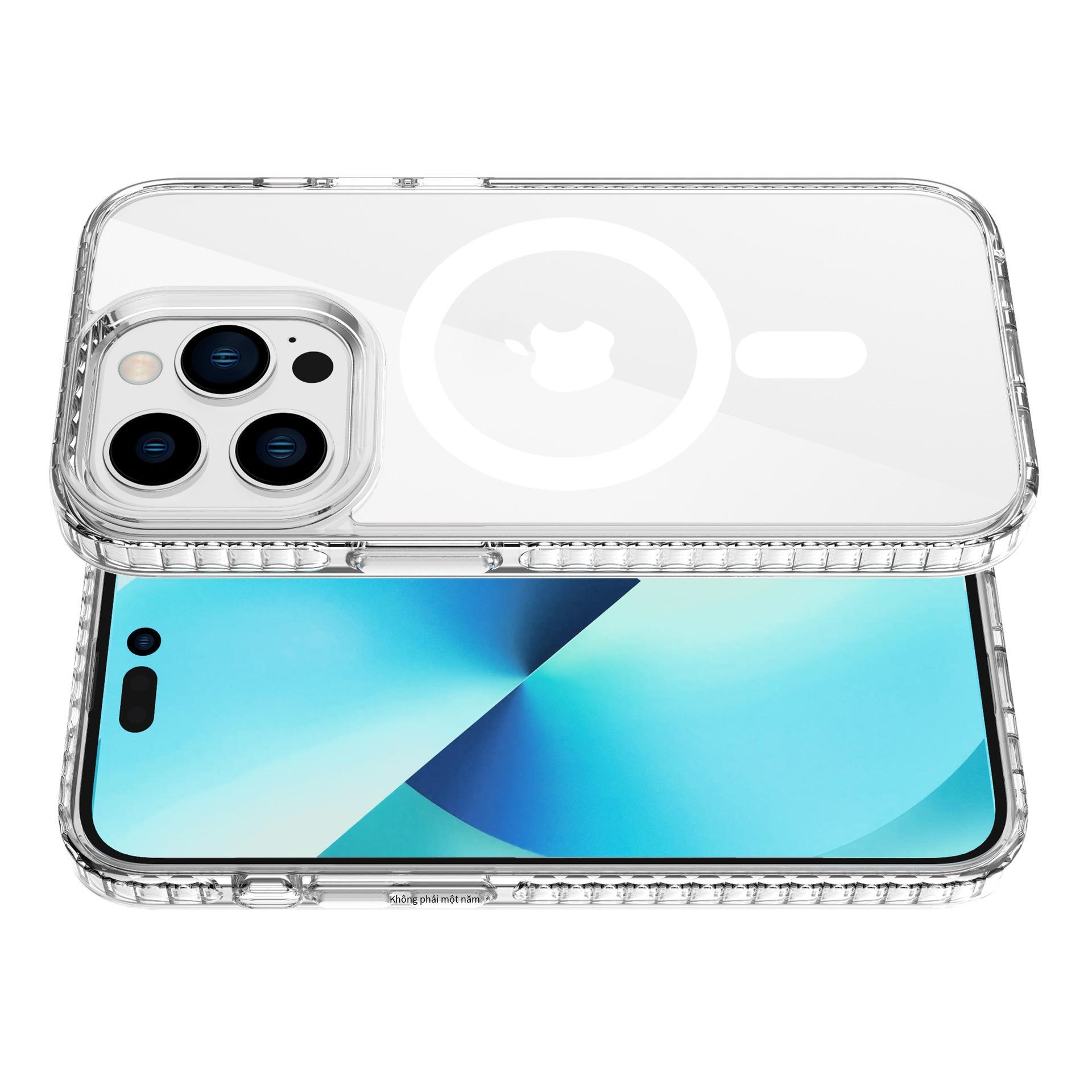 Phong cách mới nhất phù hợp với vỏ điện thoại di động từ tính trong suốt iPhone14pro Apple 13 sạc không dây vỏ bảo vệ chống rơi magsafe