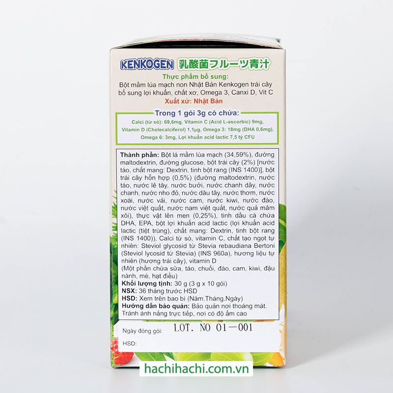 Hình ảnh Bột mầm lúa mạch non Aojiru Kenkogen trái cây lợi khuẩn, chất xơ, Omega 3, Canxi D, Vit C