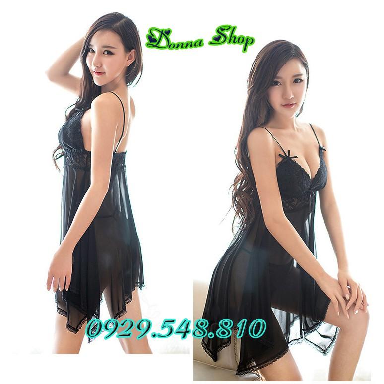 Váy ngủ sexy - Chất liệu voan ren mềm mịn - Mã DN06 màu đen