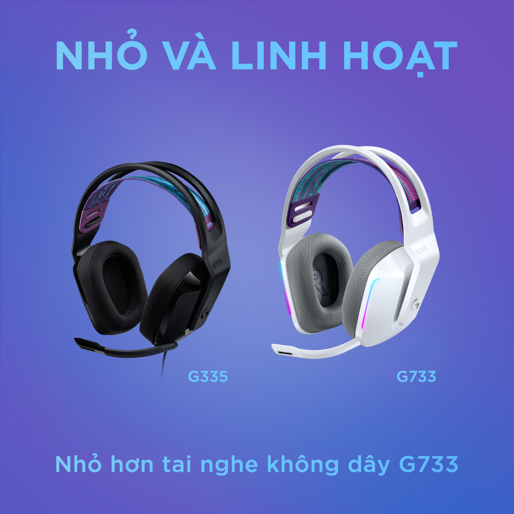 Tai Nghe game có dây Logitech G335 - Mic gập để Mute, Jack 3.5mm, Đệm tai Memory Foam, Nhẹ 240g, Tương thích PC/ PS4 PS5/ Xbox/ Nitendo - Hàng chính hãng