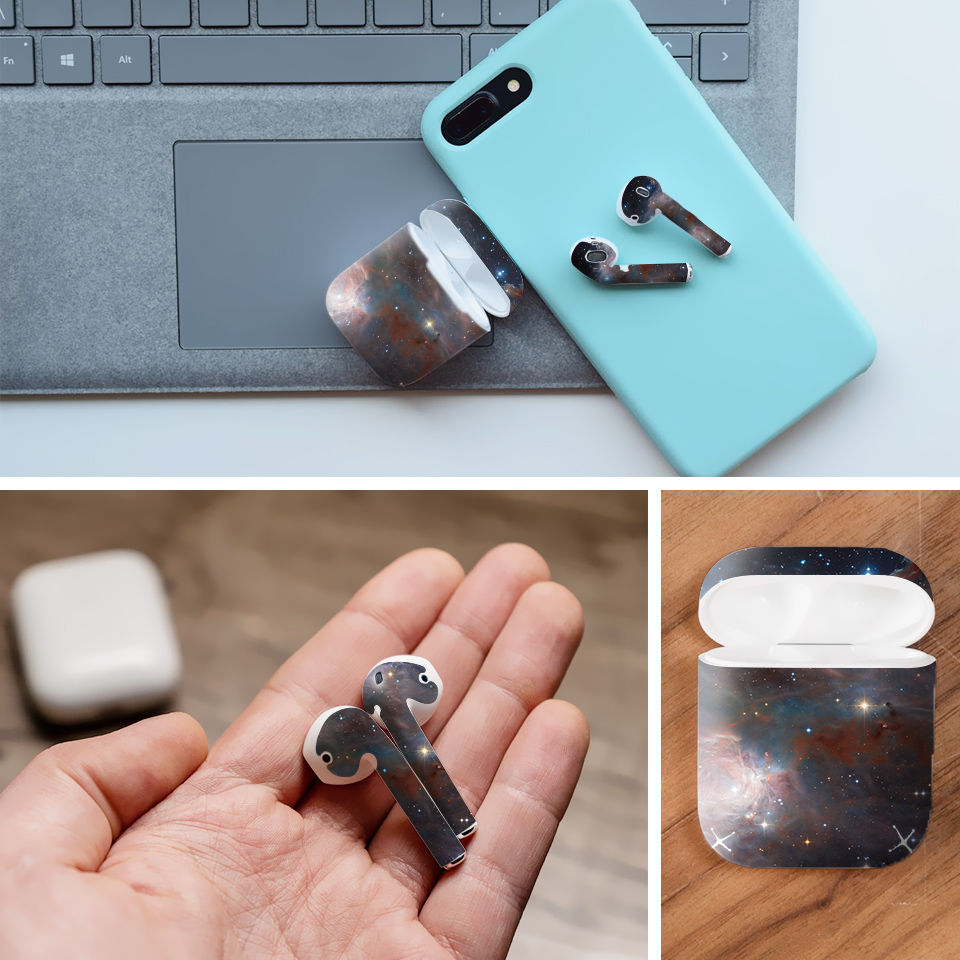 Miếng dán skin chống bẩn cho tai nghe AirPods in hình tinh vân Đầu ngựa - vutr007 (bản không dây 1 và 2