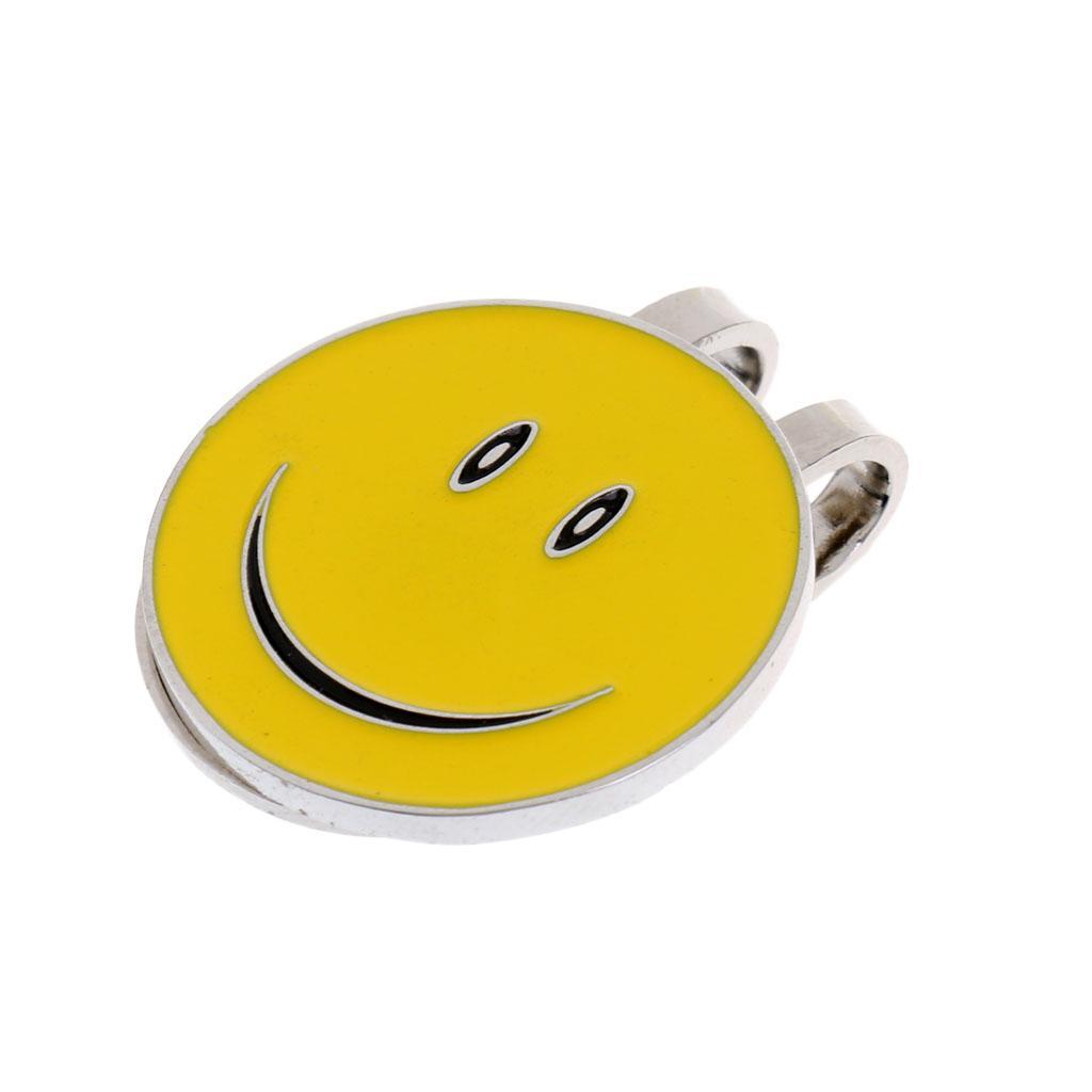 2 Pieces Sturdy Smiling Face Magnetic Hat Clip Golf Ball Marker Clip for Cap Visor Lovely