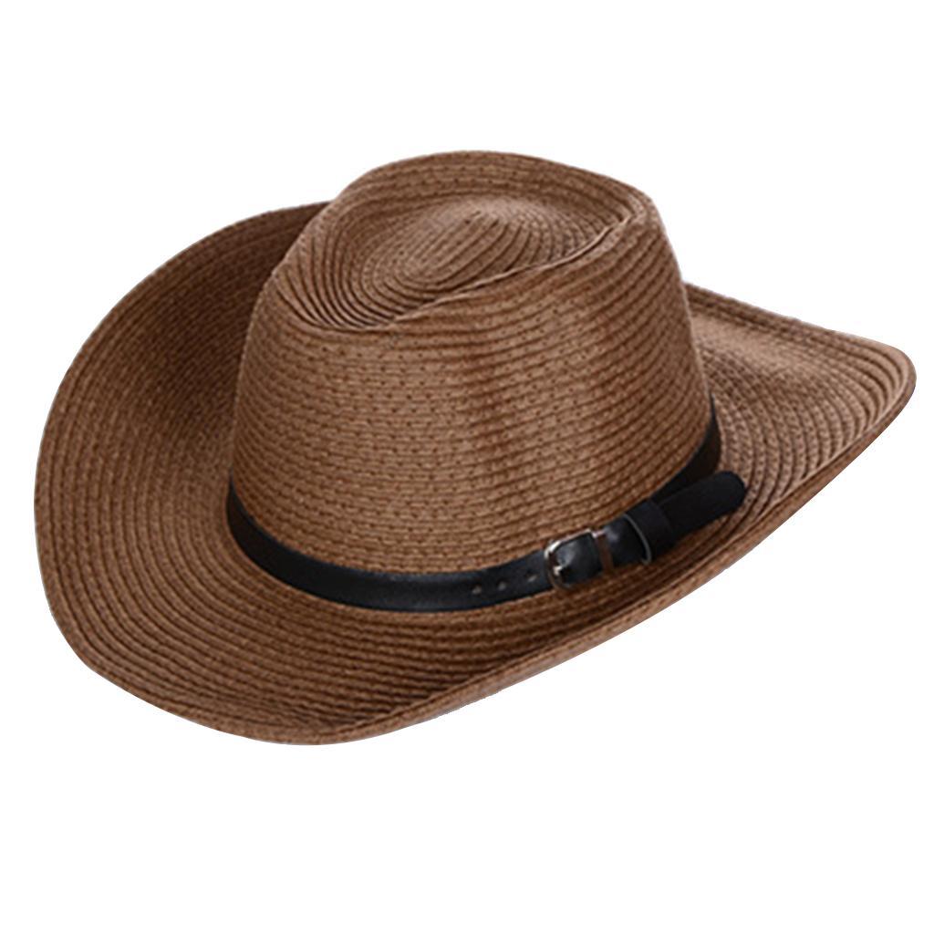 Summer Straw Hat Braided Cowboy Outdoor Sun Hat 2 Pieces