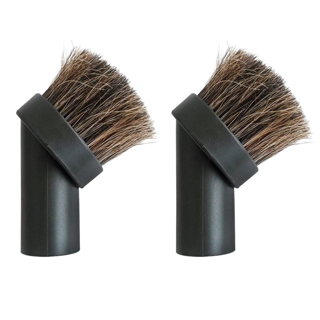 2x Round Dusting Brush Long Horsehair Vacuum Cleaner Attachment 32mm/1.25"