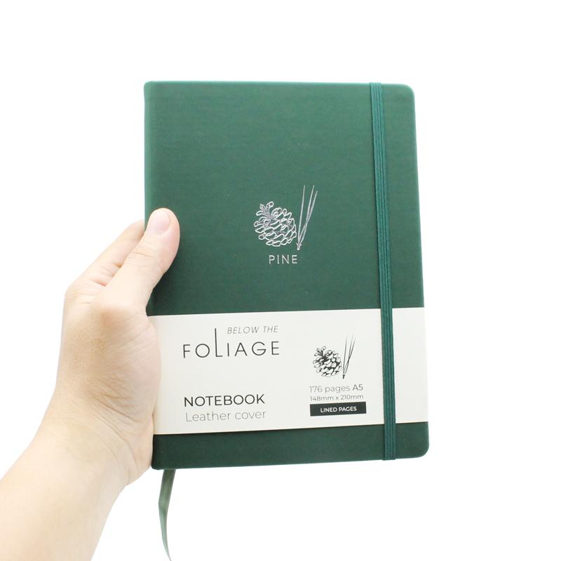 Sổ Bìa Da A5 - Kẻ Ngang 176 Trang 100gsm - Foliage Pine - The Sun - Màu Xanh Cổ Vịt