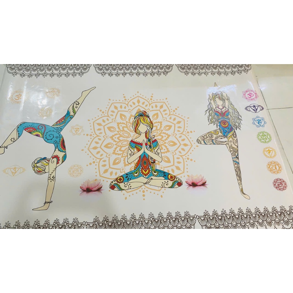 (CÓ ẢNH THẬT)Tranh dán tường yoga 3 trang trí decor phòng tập có sẵn keo dán