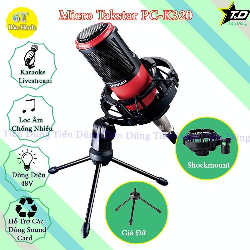 Bộ Mic Hát Livestream Mixer F4 PRO và Mic TAKSTAR PC K320 Chân Đế Dây Livestream Chế Dây Truyền Nhạc Dây mic 3m zắc 6.5