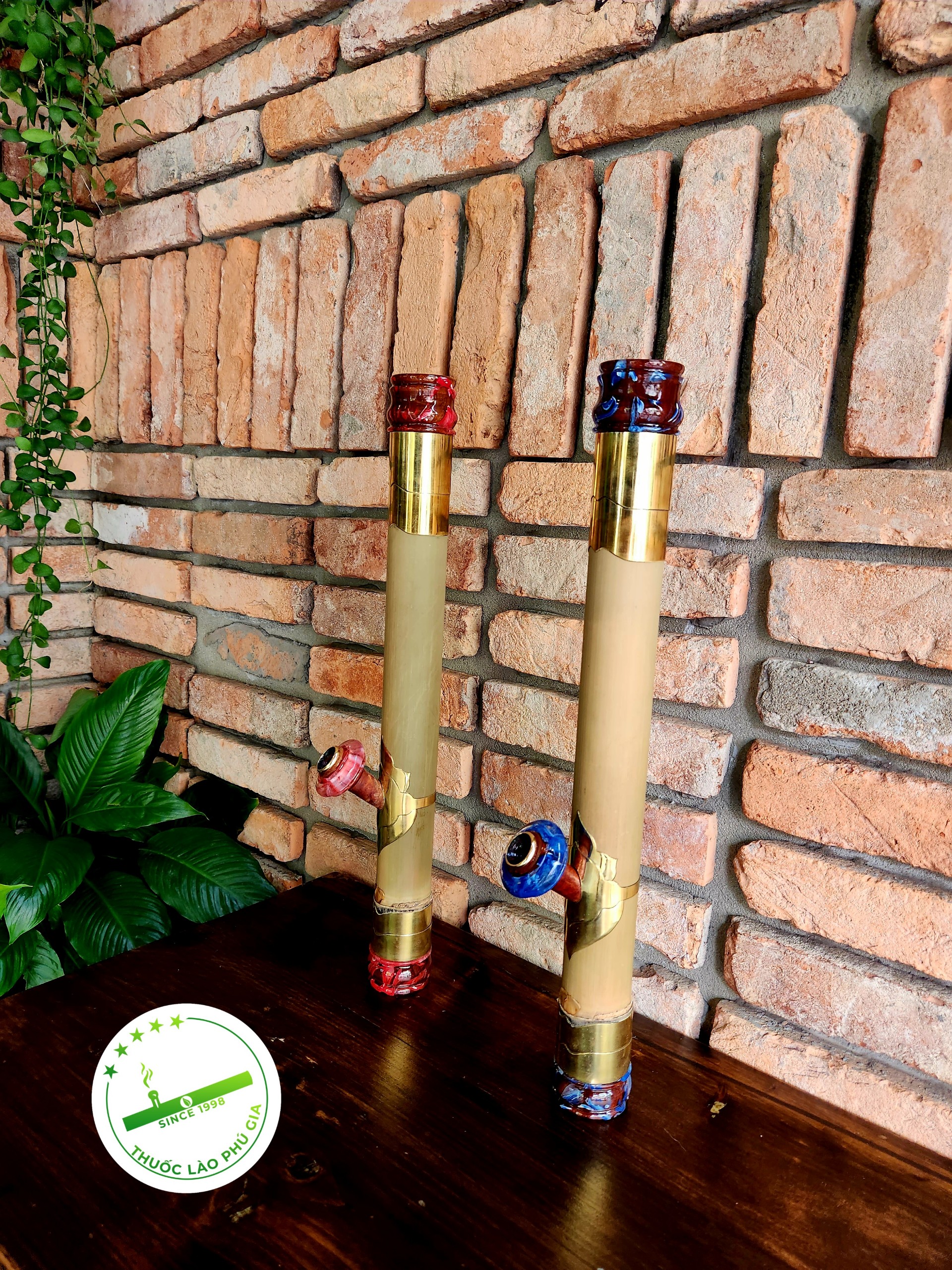 Điếu cày mini du lịch nứa rút bọc đồng 2 lớp - Tặng kèm 1 gói thuốc đồng tôm mộc loại đậm say hảo hạng