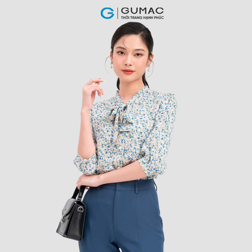 Áo kiểu nữ GUMAC AC11066 tay lửng họa tiết hoa nhí phong cách