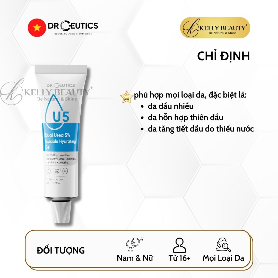 Gel Cấp Ẩm DrCeutics Dual Urea 5% Invisible Hydrating Gel - Giúp Da Căng Mịn, Cân Bằng Dầu Nhờn - Kelly Beauty