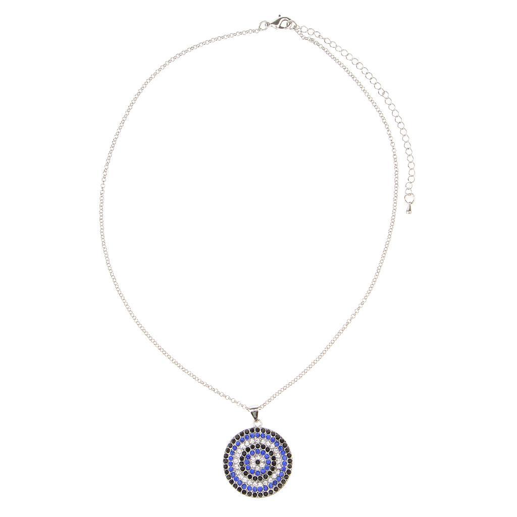 Fashion Rhinestone Round Disc Pendant  Chain Necklace Choker