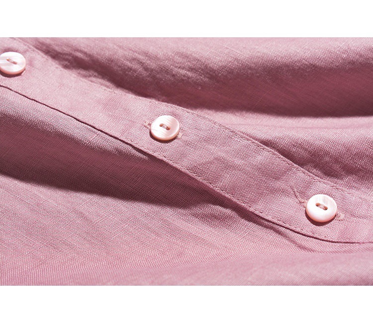 Đầm suông dáng babydoll ngắn tay thiết kế cổ sen mềm mại vải Linen thô cao cấp da158