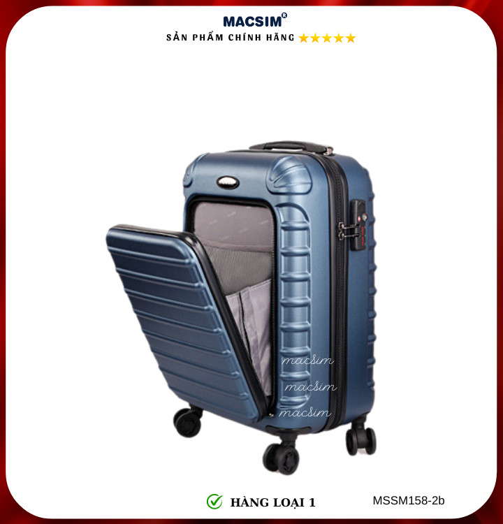 Vali cao cấp Macsim Smooire MSSM158-2b cỡ 20 inch màu (shiny blue) - Hàng loại 1