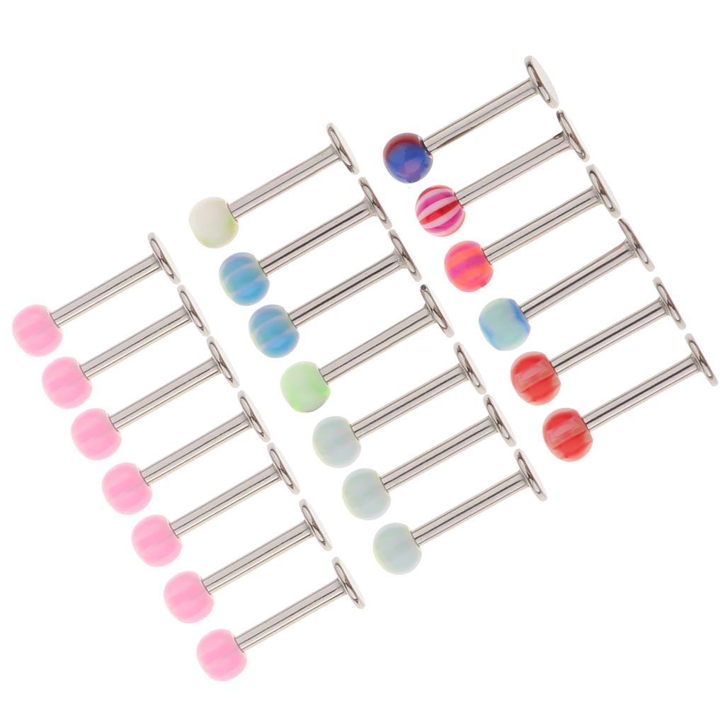 20pcs Stainless Steel 18g Labret Stud Nose Lip Rings Set Piercing Jewelry