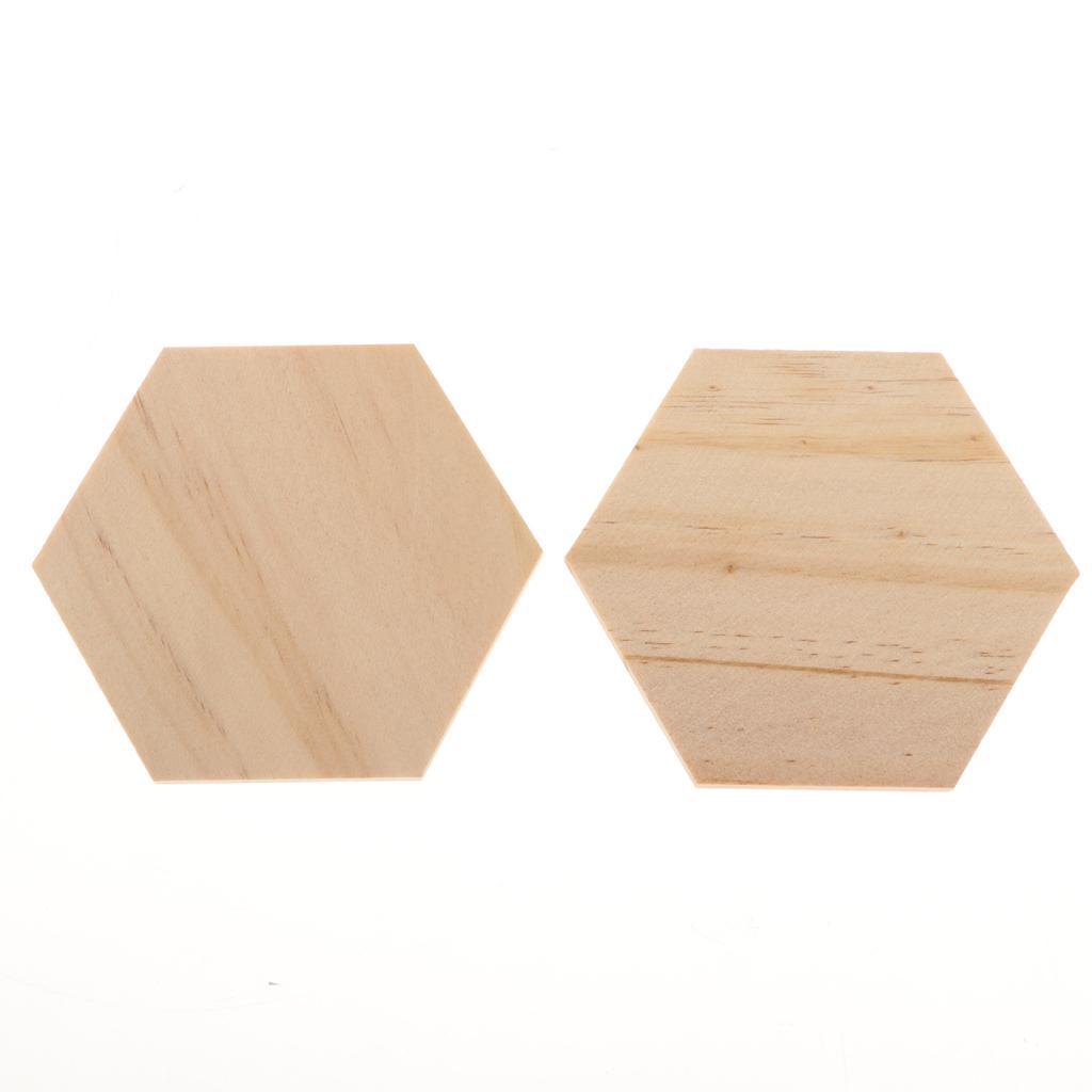 25x Blank Wood Hexagon Shapes Cut Wooden Embellishments for DIY Arts Crafts