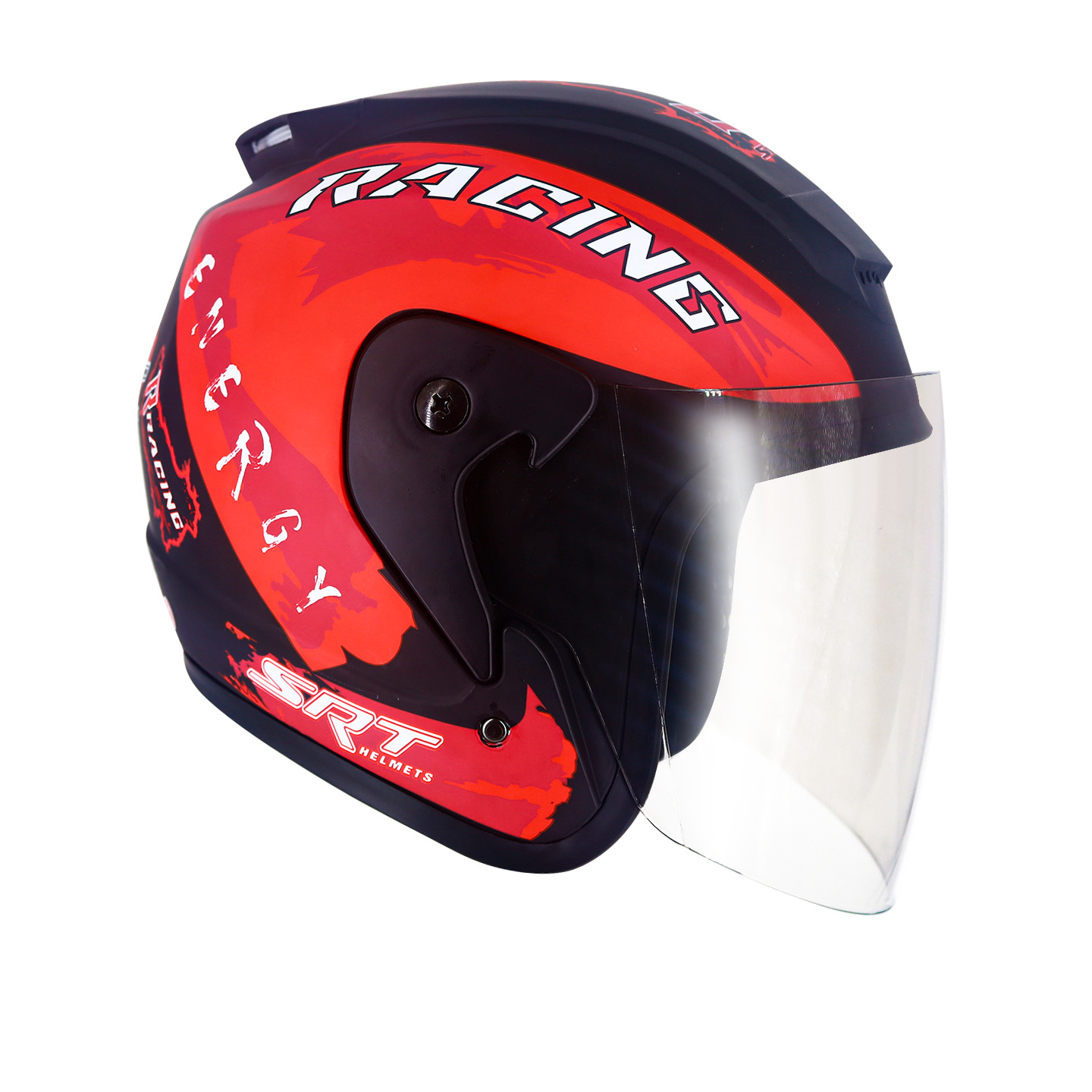 Mũ Bảo Hiểm 3/4 Đầu SRT Tem Racing Kính Phủ Màu Đỏ- Mũ Bảo Hiểm Thể Thao Cao Cấp
