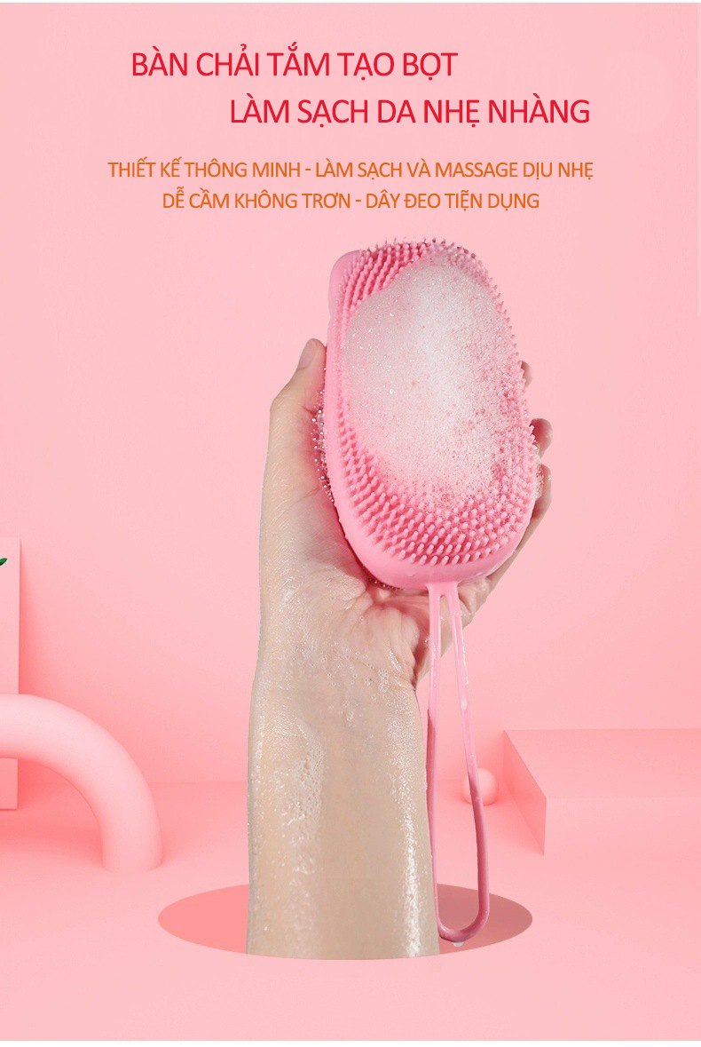 Bàn chải tắm tạo bọt tẩy da chết silicone cao cấp bubbles, bông tắm 2 mặt có gai mềm, massage và làm sạch da sâu bên trong