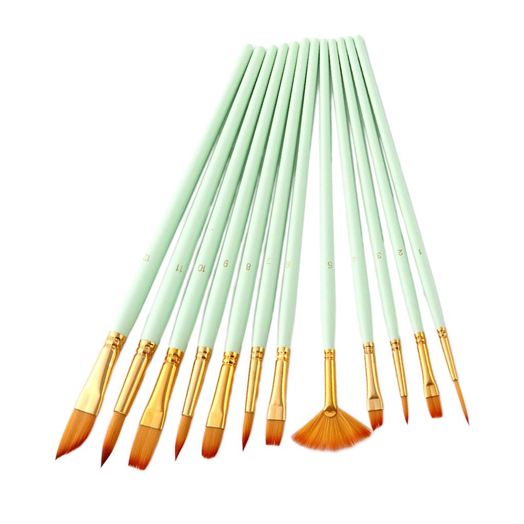 12 Bộ Nghệ Sĩ Nylon Cọ Sơn Bộ Màu Nước Acrylic Tranh Sơn Dầu
