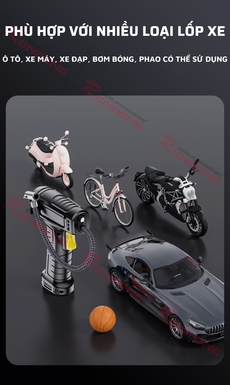 Máy bơm lốp xe ô tô Rundong Suitu ST – 5007 đồng hồ điện tử cao cấp | Tự động ngắt khi đủ áp suất, đo áp suất lốp, đèn Led chiếu sáng - Chính hãng - Tặng ngay viên rửa kính