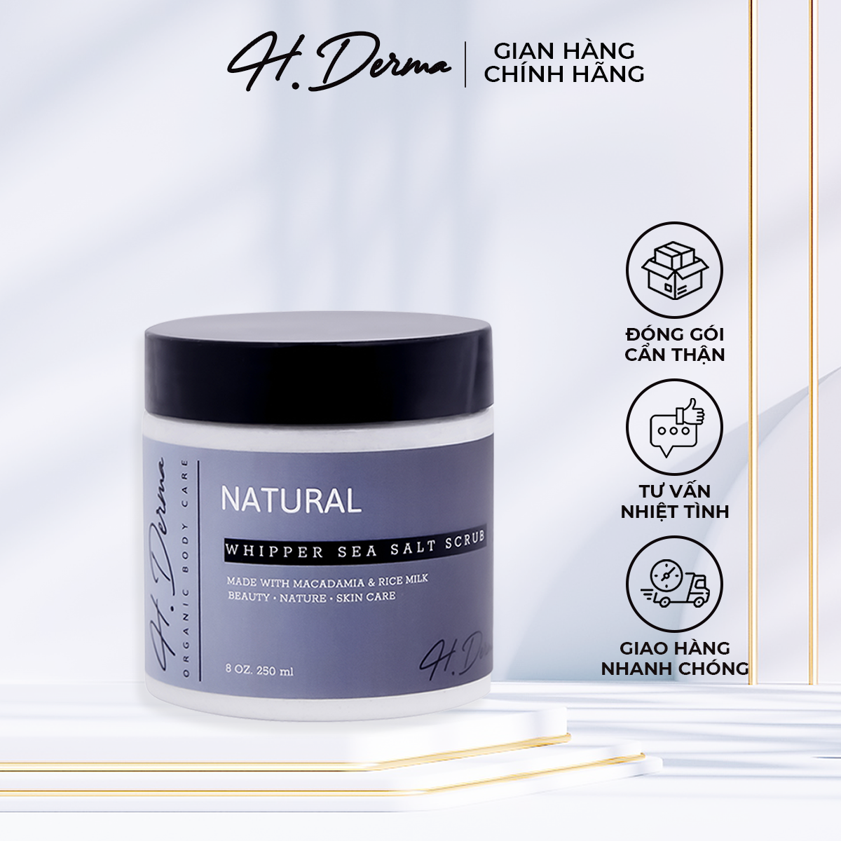 Kem muối tẩy tế bào chết body dưỡng sáng da H.Derma D.600 Whipper Sea Salt Scrub