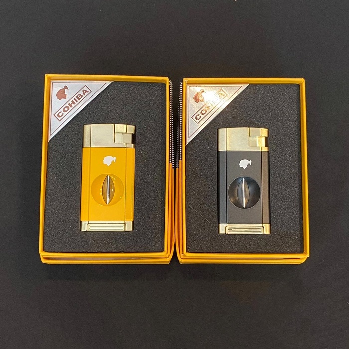 Bật lửa khò 2 tia kèm cắt V, ô quan sát dung lượng ga COB-198