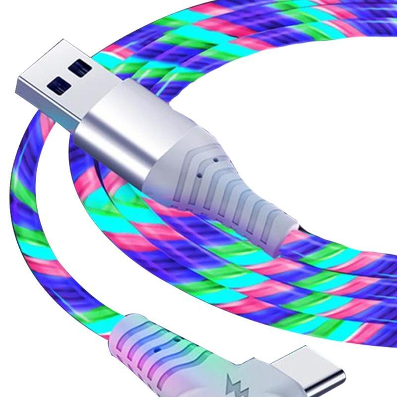 Dây cáp sạc nhanh đồng bộ dữ liệu 3 trong 1 USB có đèn LED phát sáng