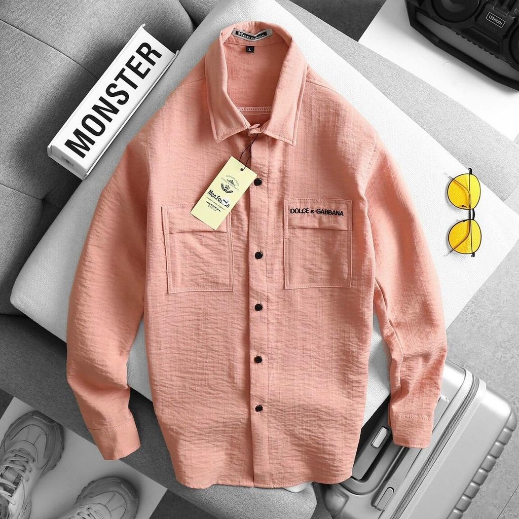 ÁO SƠ MI NAM CHẤT ĐŨI DÀI TAY ĐƠN GIẢN CÓ TÚI NẮP PHONG CÁCH HÀN QUỐC