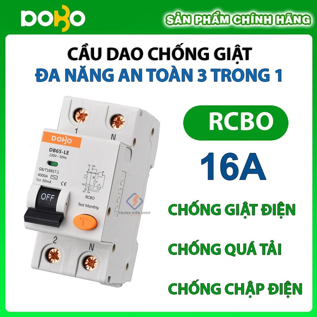 Cầu Dao Chống Giật 16A RCBO DOBO KOREA đa năng - siêu nhạy 4kA 30mA (Aptomat chống giật)