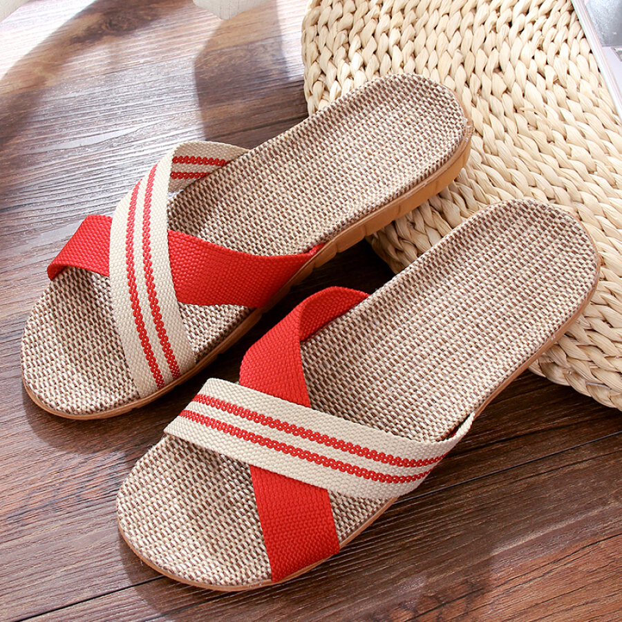 Ou Runzhe slippers home breathable linen EVA bottom cool drag cross section 35-36 yards