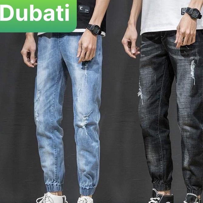 QUẦN JOGGER JEAN NAM ĐEN XÁM CHẤT CO GIÃN WASH TÚM GỐI SÀNH ĐIỆU- DB 0535- DUBATI FASHION