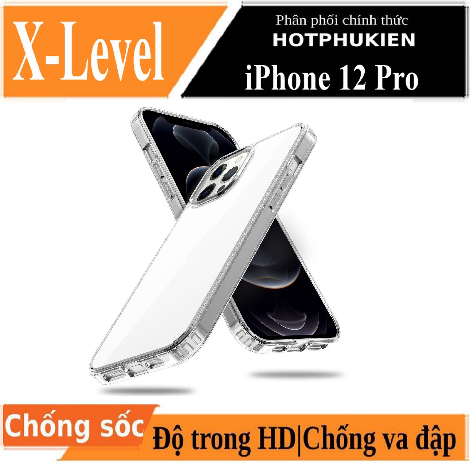 Ốp lưng dành cho iPhone 12 / 12 Pro / 12 Pro Max chống sốc trong suốt siêu mỏng 0.88mm hiệu X-Level Sparkling Series độ trong tuyệt đối, chống trầy xước, chống ố vàng, tản nhiệt tốt - hàng nhập khẩu