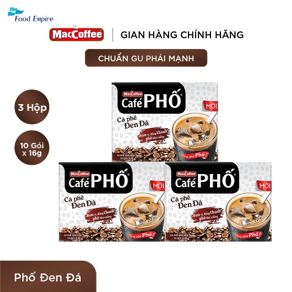 Combo 3 hộp Cà phê Phố Đen Đá - Maccoffee (hộp 10 gói x 16g)