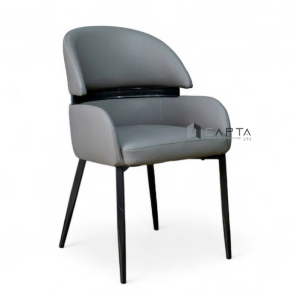 Ghế ăn bọc nệm da đẹp ECO 36A-P Nội thất Capta Ghế nhà hàng ghế ăn cao cấp bọc da có tay tựa chân sắt sơn đen tại tp hcm
