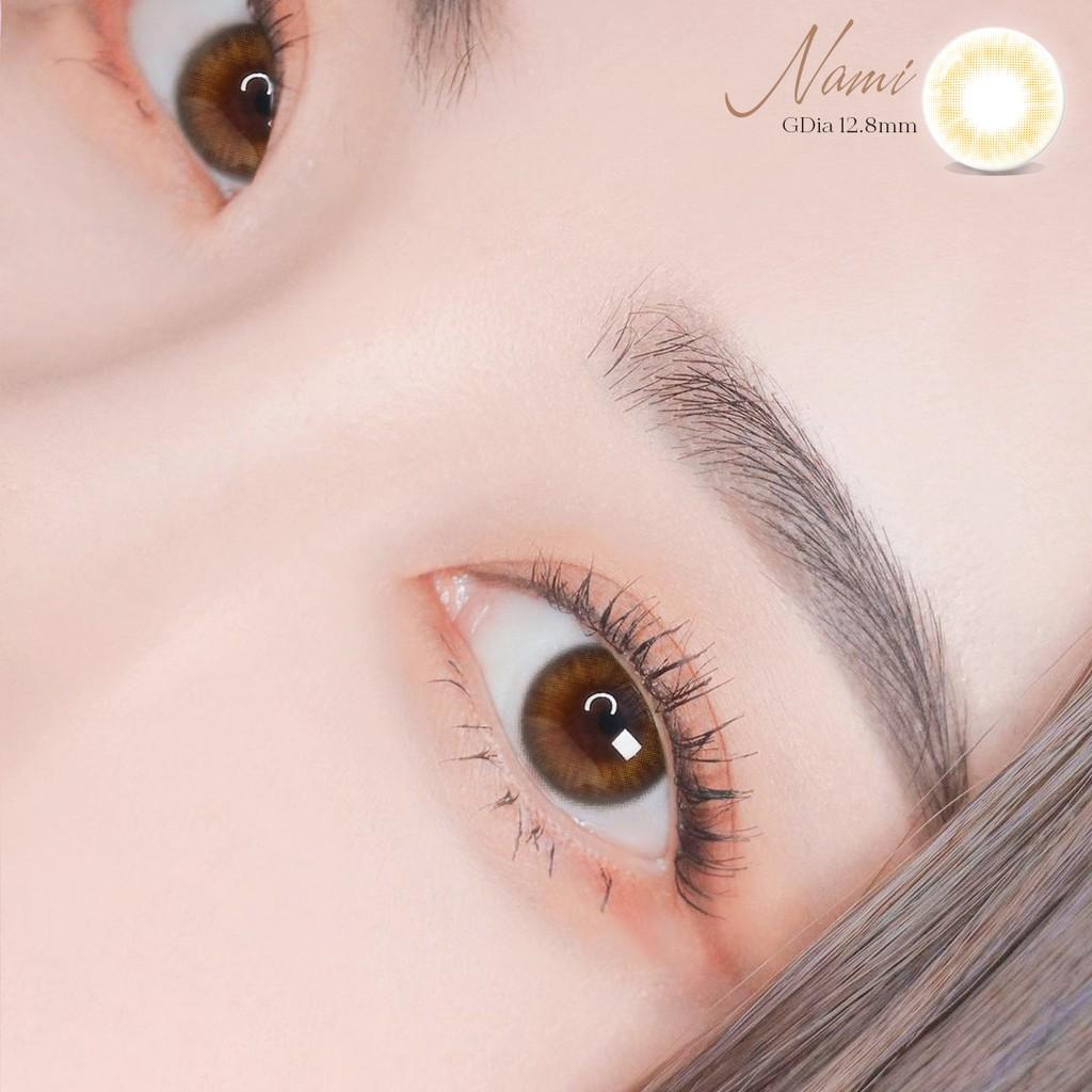 Lens mắt nâu mật ong Nami hiệu Angel Eyes đường kính 12.8 có hỗ trợ cận 0-8