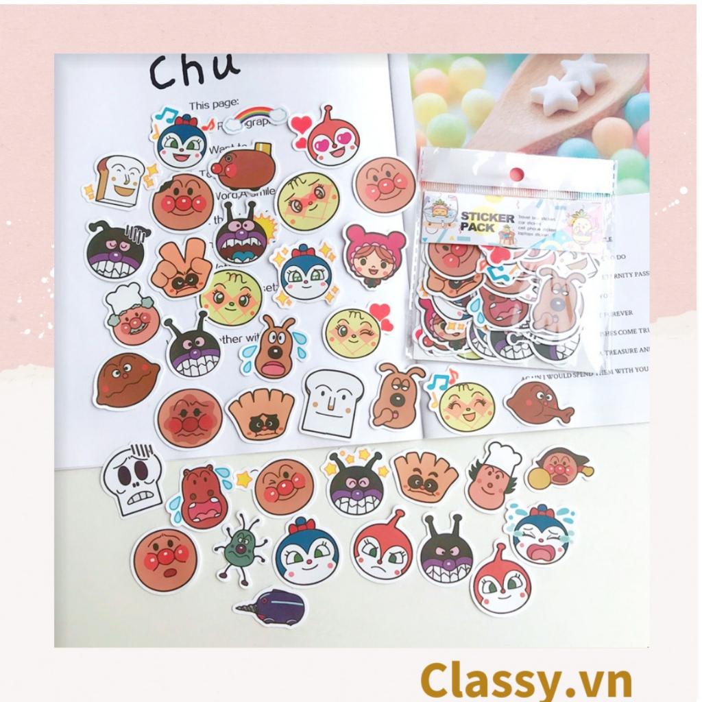 Sticker trang trí mix ngẫu nhiên, dán laptop, điện thoại, sổ, bình nước nhiều họa tiết hoạt hình Classy PK1559