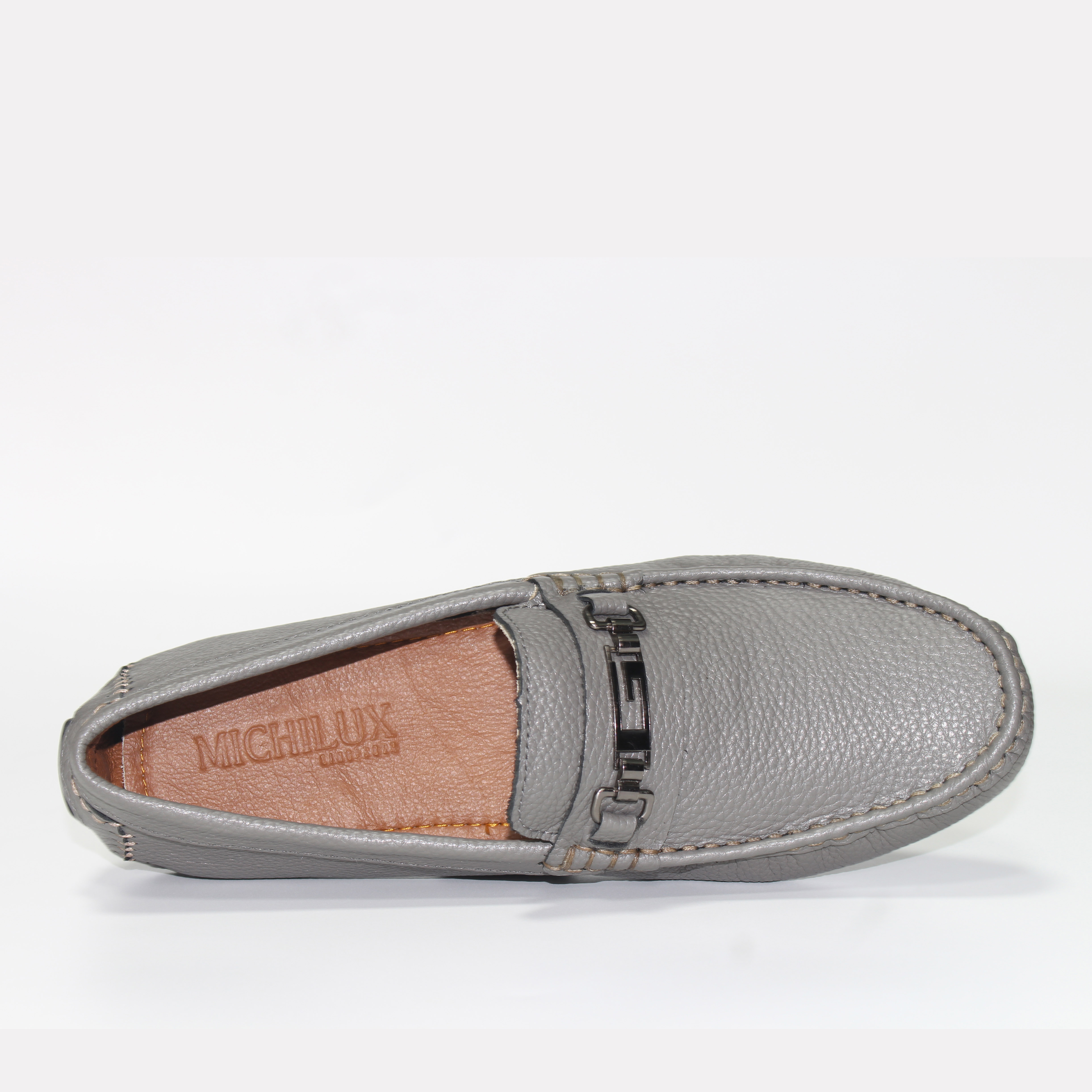 Giày MICHILUX Da Bò Thật Chính Hãng Horse Bit Moccasin CSHM0 Màu Xám
