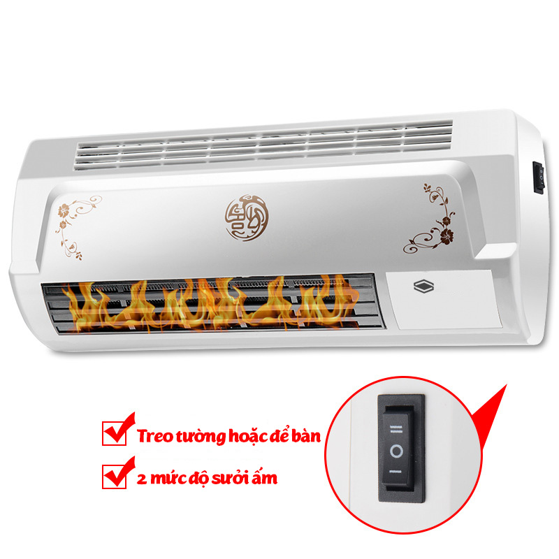 Máy sưởi nhà tắm phòng ngủ YANGZI BPT-4502 để bàn hoặc treo tường điều khiển cơ - Hàng Chính Hãng