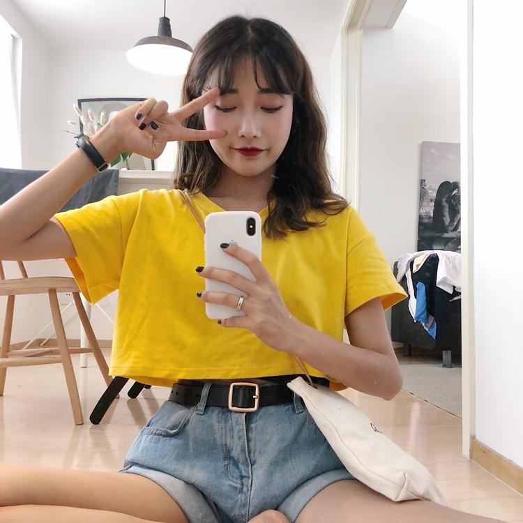 Áo thun nữ cổ tim Áo Croptop Cổ V Tay Dài, Dáng Ôm Chất Thun Gân Co Giản - Áo Thun Lỡ TTA