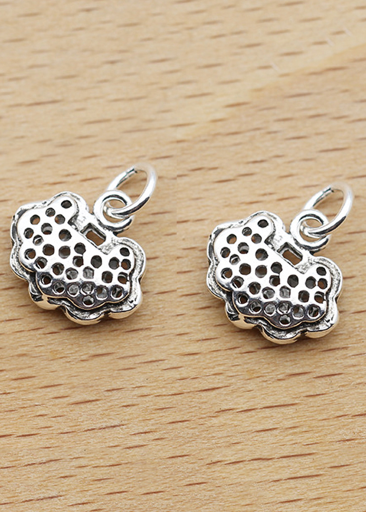 Combo 2 cái charm bạc hình khóa trường mệnh may mắn treo - Ngọc Quý Gemstones