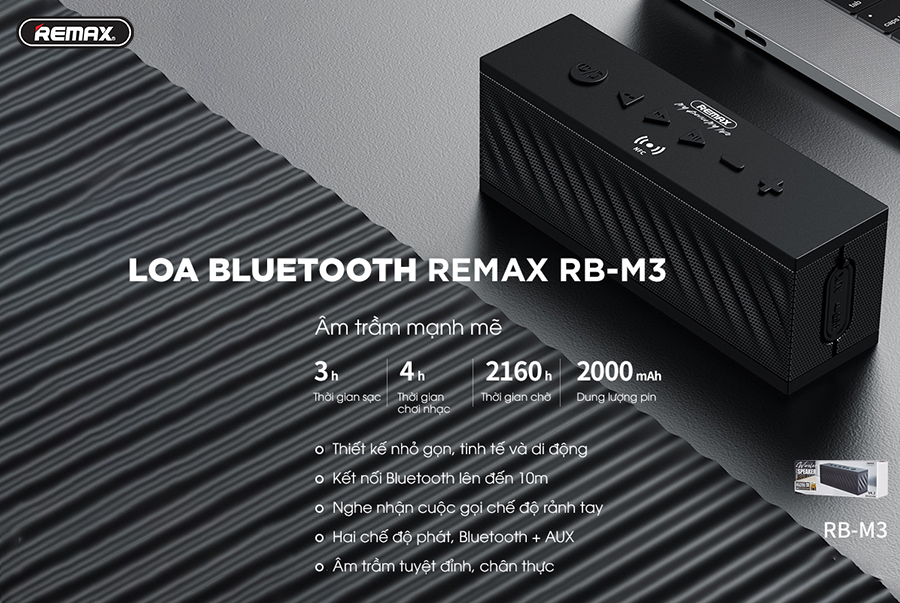 Loa Bluetooth REMAX RBM3 Âm Thanh Chân Thực - Hàng Chính Hãng