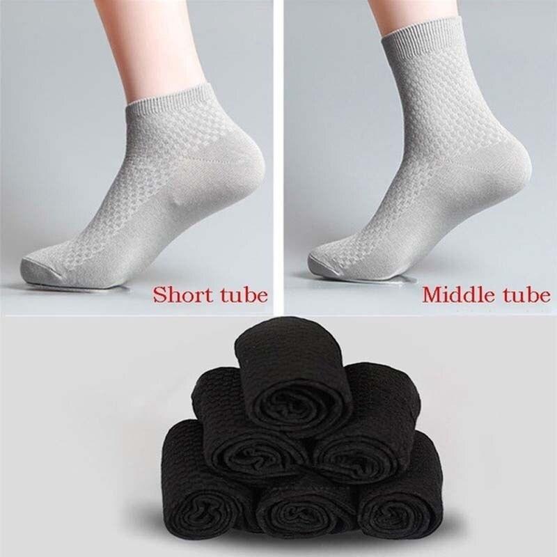 Men Socks Bamboo Fiber Breathable Deodorant Sport Socks High Tube Solid Color Elastic Business Socks Men Short Socks