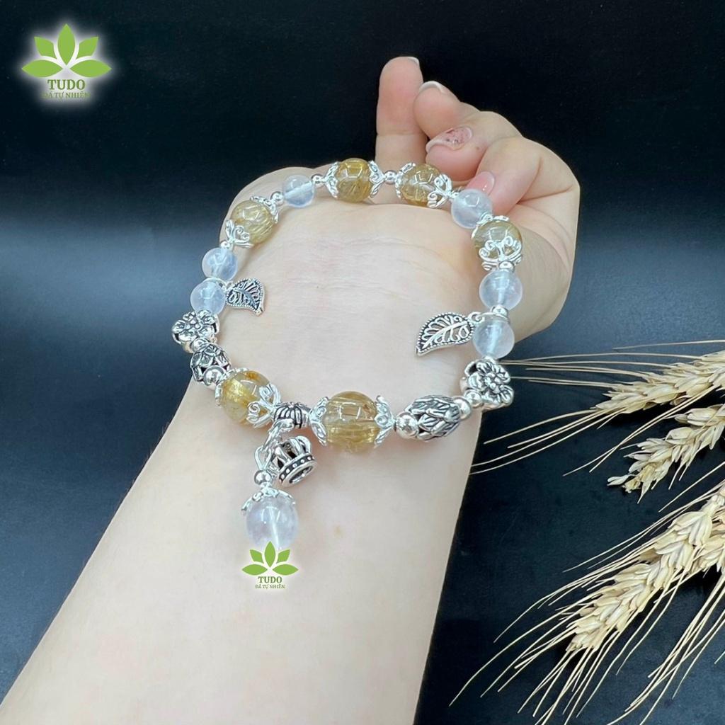 Vòng Tay Nữ Đẹp - Vòng Phong Thủy Mệnh Kim, Thổ TUDO VCBTATV AG925 Charm Hoa, Lá, Sen B20K1100