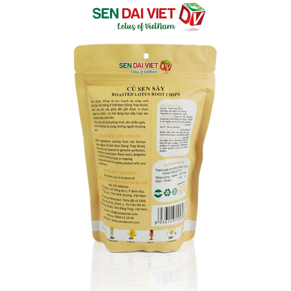 Củ Sen Sấy-Nguyên Vị, Vị Gà Cay, ĐV- Sen Đại Việt- 2 Gói-Gói 35g