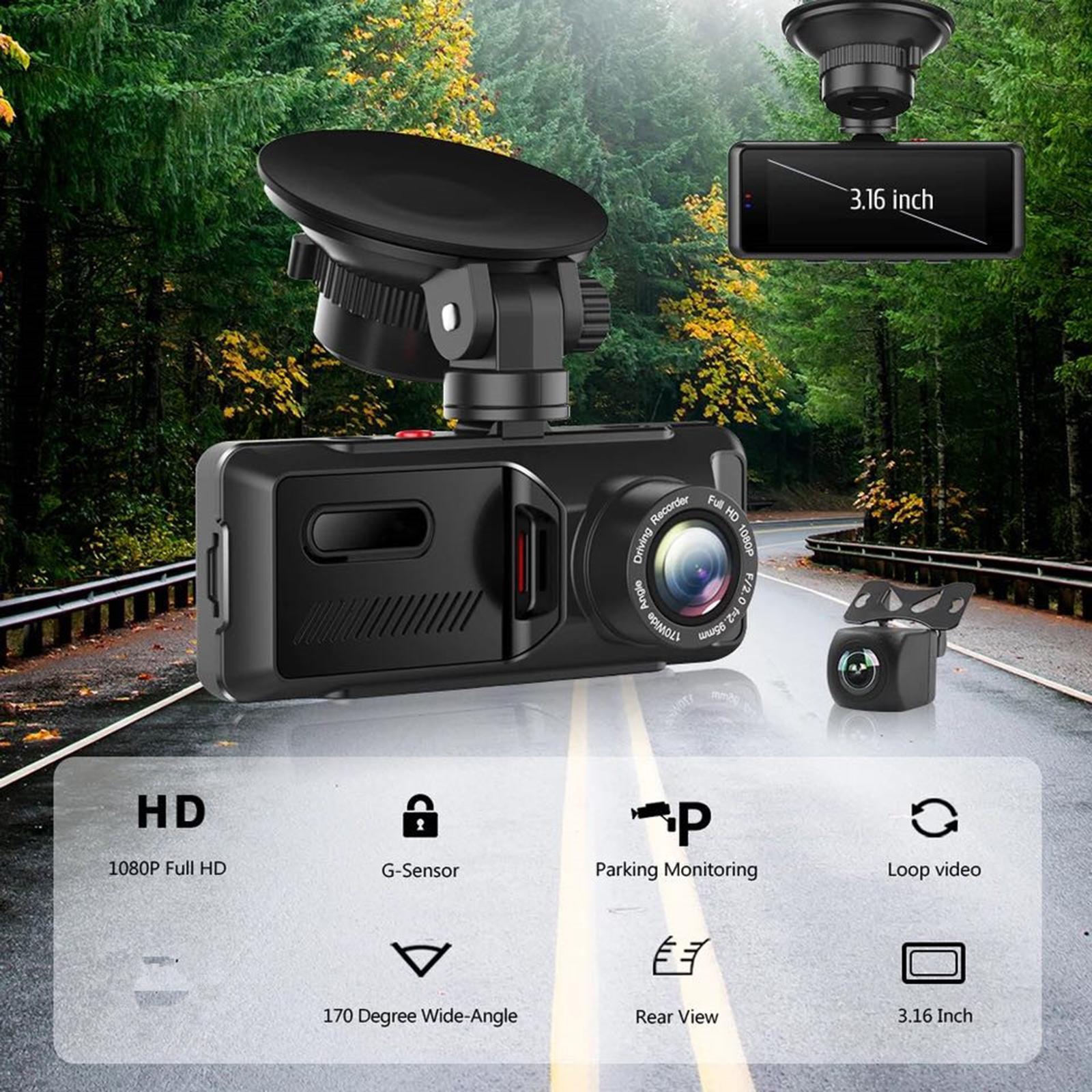 Dash cam IR Night Gravity Sensor 3.16 inch IPS Screen 30FPS Camera DVR Video Recorder Dash cam Recorder Car Camera Monitor for Vehicles Auto