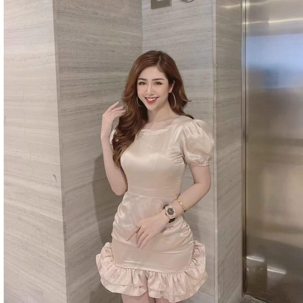 Váy Đầm Tay Phồng 2 Bèo Lai Qua Đẹp,Chất Lệu Lụa Satin,Mẫu Phù Hợp Với Mọi Phong Cách.