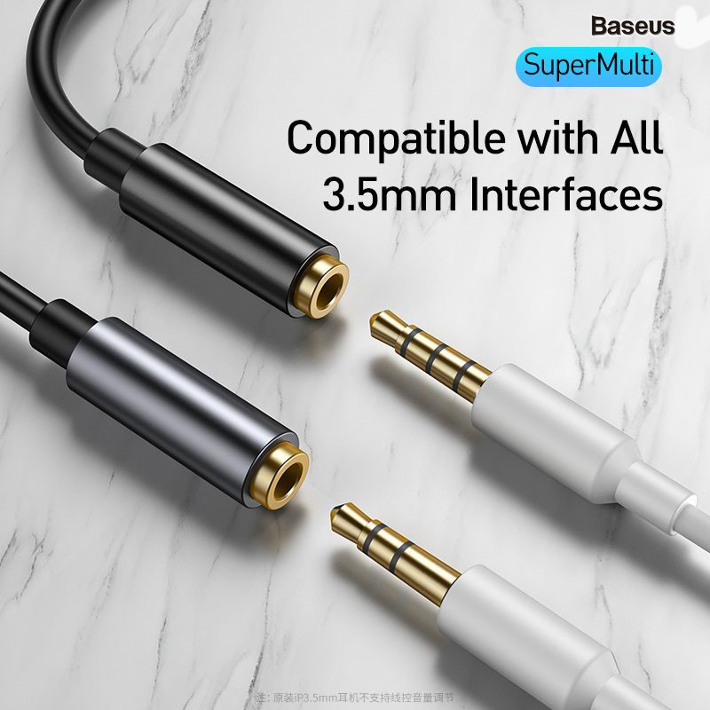 Đầu chuyển Type C sang Audio AUX 3.5mm Baseus L54 (Type-C Male to 3.5mm Female Adapter, built-in DAC, 24-bit/48kHz)-Hàng Chính Hãng