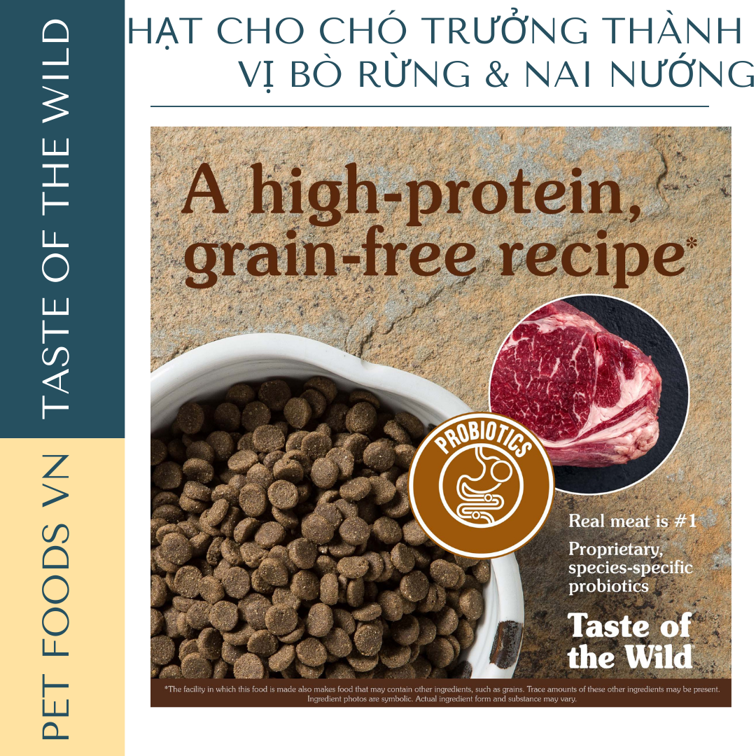 Hạt cho chó trưởng thành TASTE OF THE WILD High Prairie vị Bò Rừng và Nai Nướng