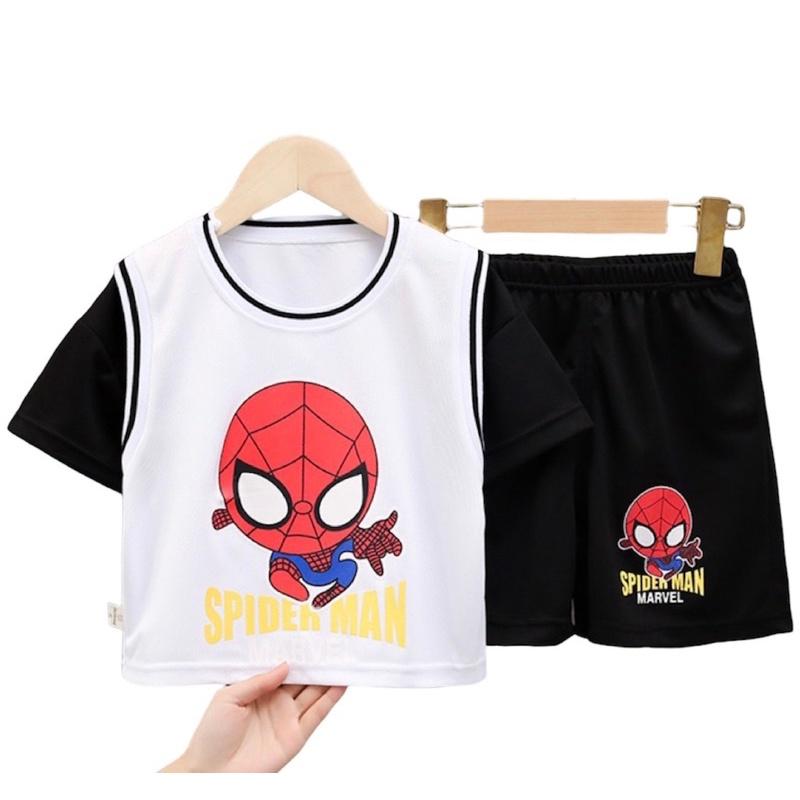 Đồ Bộ quần áo SPORT CÓ TAY FORM VỪA Spiderman người nhện thể thao trẻ em bé trai mùa hè đục lỗ thoáng khí Nowship HCM