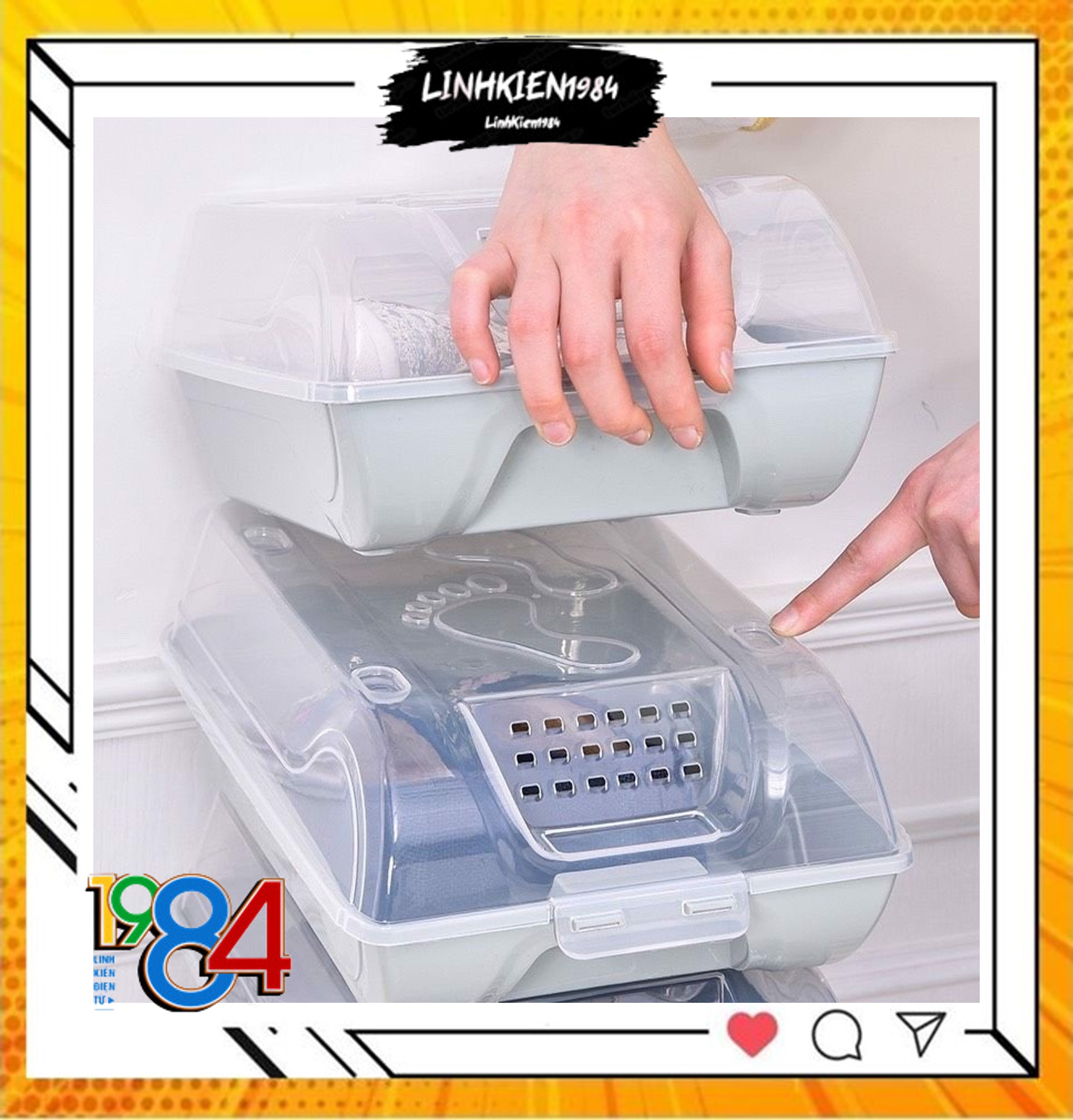 Hộp Đựng Giày Dép Nắp Nhựa Cứng Trong Suốt Có Nắp Đậy Thoáng Khí, Size lớn Chịu Lực 4kg
